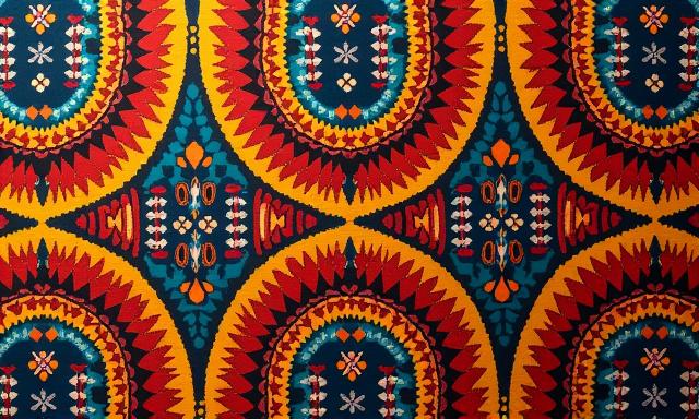 Contemporary digital textile design na may inspirasyon mula sa tradisyonal na mga pattern ng tela ng Pilipinas.